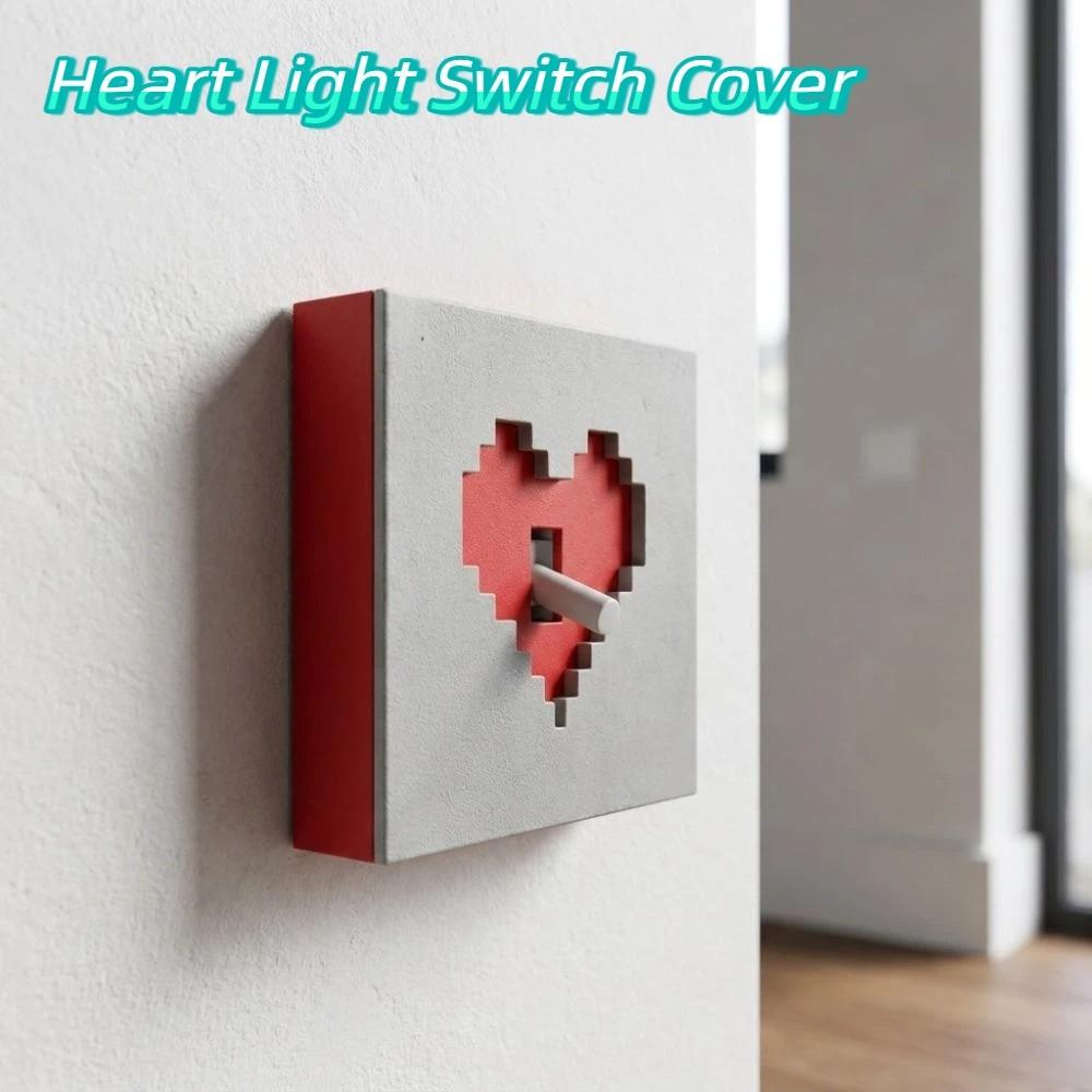 3D Printed Pixel Heart Light Switch Cover Removable Retro Game Style Wall Switch Plate Decor Shell Waterproof