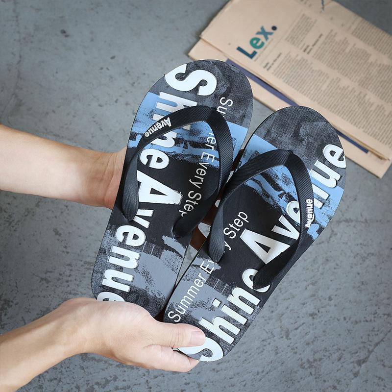 Trendy Black Korean Style Anti-Slip Flip-Flops for Men - Soft Sole Summer Outdoor Slippers