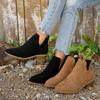 Fashion Women's Natural Suede Elastic Low Heel Shoes Autumn and Winter Ankle Boots Square Toe Casual Short Boots Size 36-43