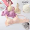 Plus Size Wire-Free Lace Bra: Breathable, Push-Up, Side Support, Anti-Sagging, Slimming Effect for Middle-Aged and Elderly Women