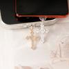 1pc Elegant Cross Charm Phone Dust Plug - Stylish Alloy Pendant with Sparkling Crystal Accents