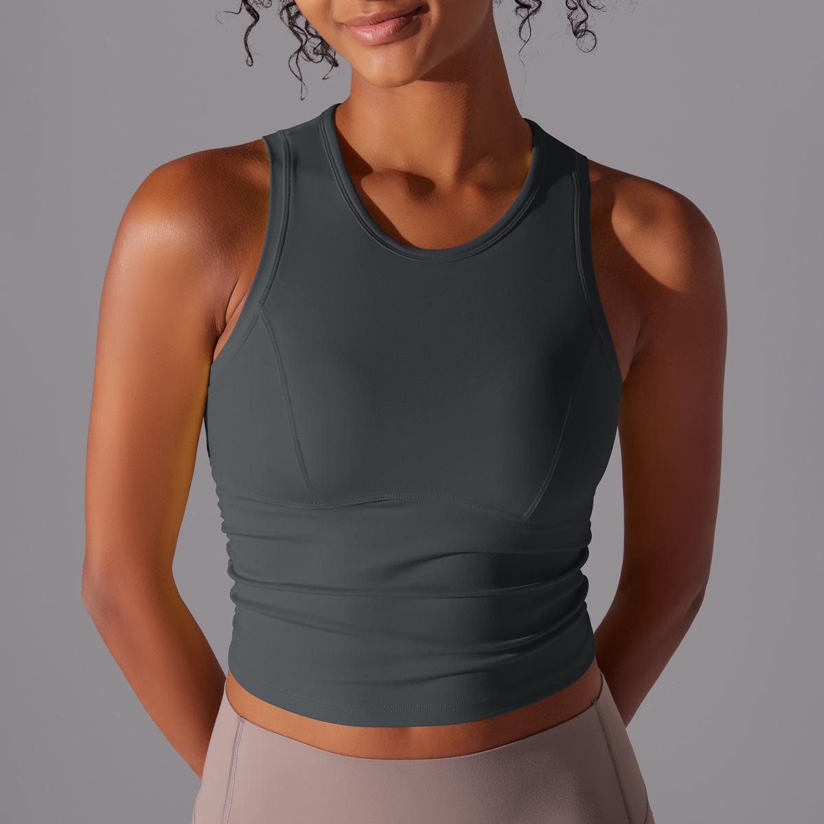 

Двусторонний нейлоновый однотонный плотный жилет с круглым вырезом для занятий спортом, бега, фитнеса, йоги, длинный топ для женщин XL