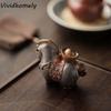 The Tea Favors Tea Pet Horse Sculpture High Temperatures Wealth Display Resin Foal Statue Lucky Bag Rotatable