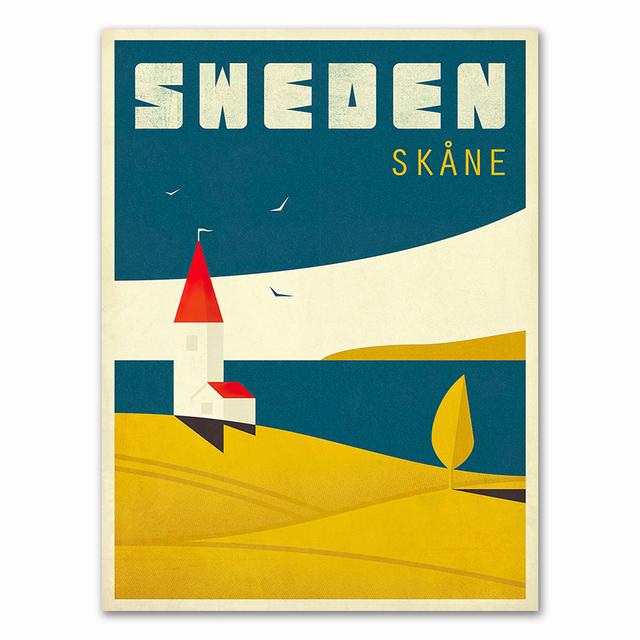 

Швеция Дания путешествия винтажный плакат настенная живопись на холсте скандинавские картины и принты домашний декор для гостиной без рамки 30*40cm