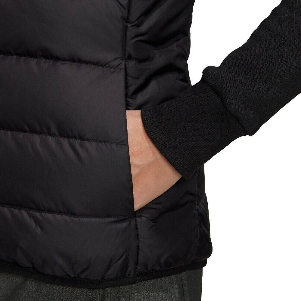 Adidas Logo Print Striped Stand Collar Sleeveless Down Vest Women Vests Black GH4586