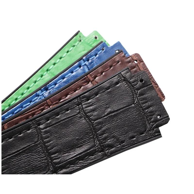 Cinturino in Vera Pelle per HUBLOT BIG BANG Impermeabile da Uomo in Pelle di Mucca Cinturino per Orologio Catena in Gomma Braccialetto 25-19mm polso