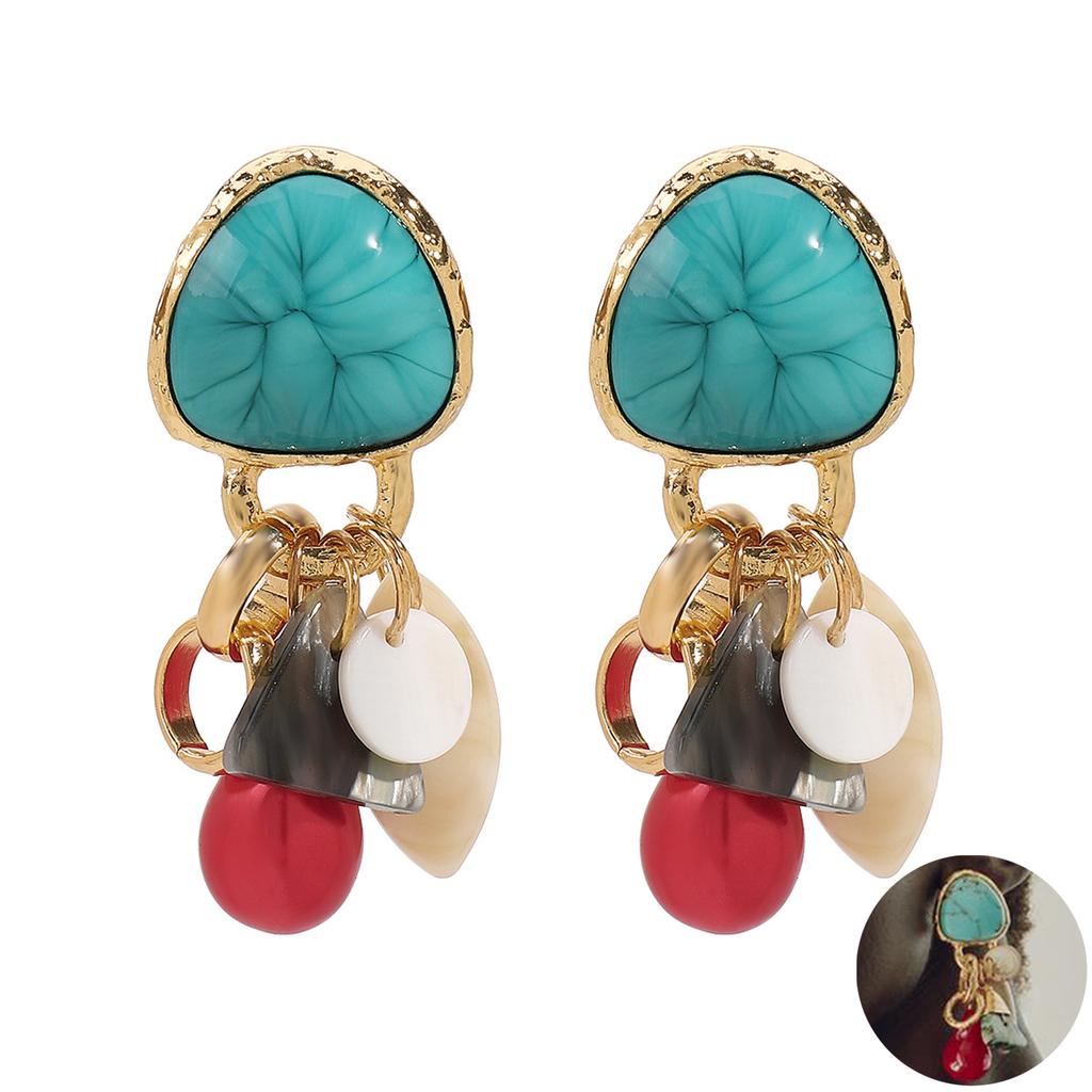 Vintage Style Resin Earrings Irregular Geometric Design Ethnic Inspired Lightweight Hand-made Jewelry For Daily Wear