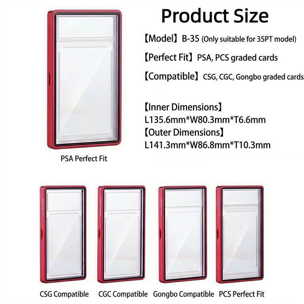 Aluminium Frame 35PT /CGC Graded Cards Protector UV Protection Transparent Card Protective Case Durable Double-sided Glass