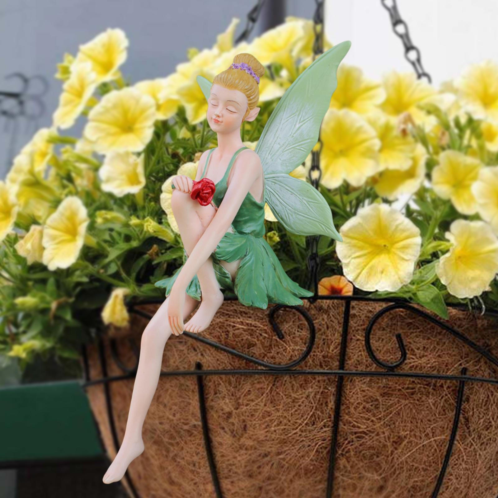 

Статуэтка сидящей феи, настольное украшение, креативный декор для цветочного горшка, скульптура для патио, балкона, крыльца Colorful