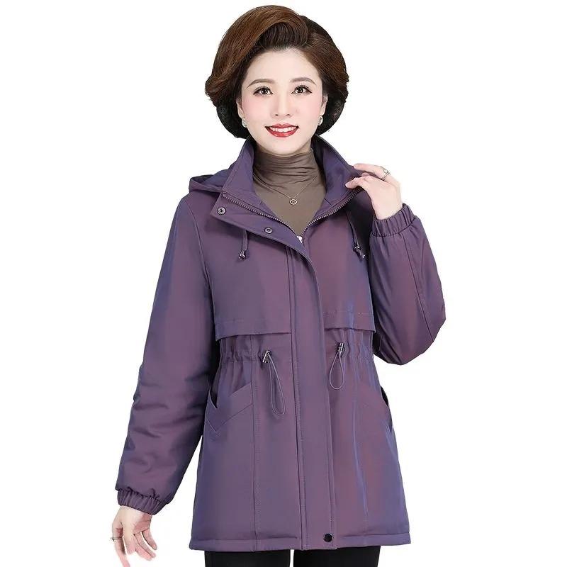 Plus Samt Gefütterte Jacke Damen Herbst und Winter Mittellange Gefütterte Jacke Gefütterte Jacke Damen