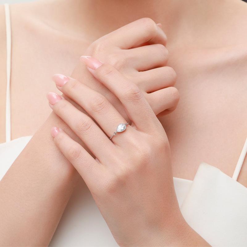 Tancise Classic 925 Sterling Sølv Zircon Ring Dame Smykker Bryllupsløfte Festgave