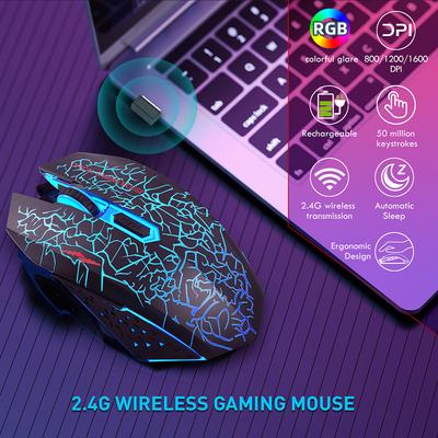 Επαναφορτιζόμενο ασύρματο ποντίκι Rgb 2,4 ghz Usb Silent Dpi Ρυθμιζόμενα ποντίκια παιχνιδιών με ποντίκι Led με οπίσθιο φωτισμό υπολογιστή Gamer