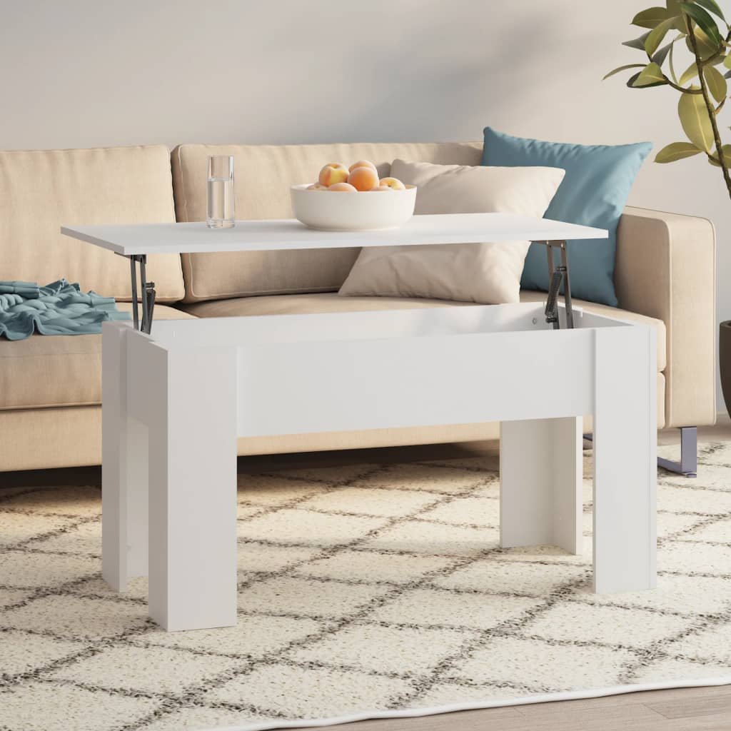 Vidaxl Coffee Table, White, 101X49X52 Cm, Wood-Based Material