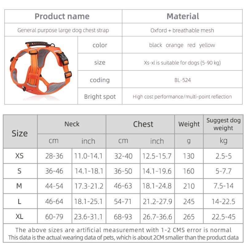 No Pull Large Dog Harness Adjustable Reflective Vest Harnesses For Small Medium Dogs Outdoor Travel French Bulldog Accessories