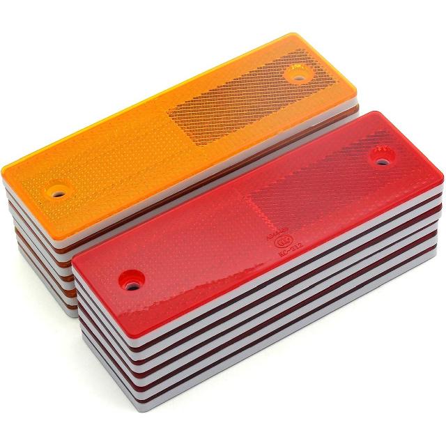 6" Rectangular Stick-on/Screw Mount Reflectors (Kit 3/Yellow+Red)