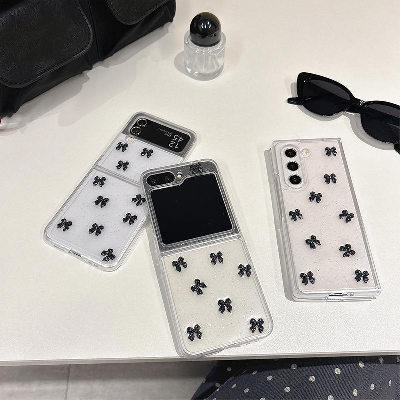 Koreanischer Ins-Stil Transparente Schleife Handyhülle für Samsung Zflip6 Klappbares Faltbildschirm Fold5