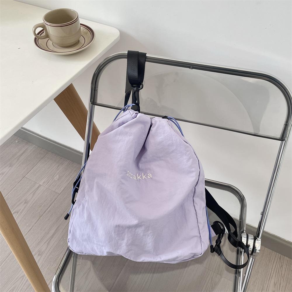 Lightweight Sport Nylon Bag Fresh Color Outdoor Travel Bag Nylon Drawstring Backpack Outdoor фиолетовый