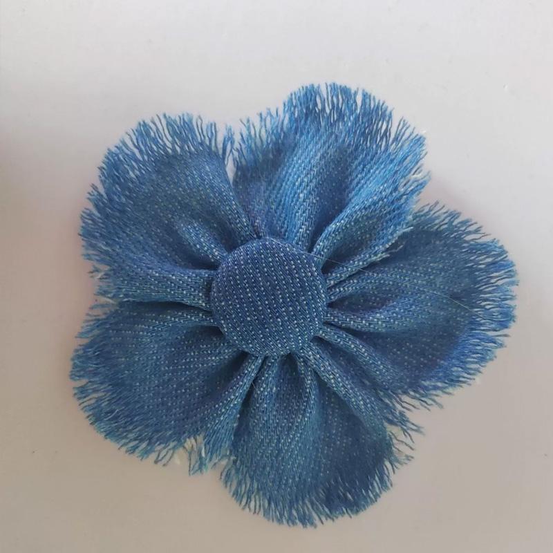 1PC Headwear Accessories Crafts Supplies Sewing Applique for Clothes Decoration Denim Cloth DIY Blue Flowers
