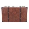 Old Wooden Suitcase Rectangular Leather Handle Multifunctional Vintage Storage Chest for Photo Props and Luggage
