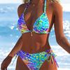 Trojúhelníkový košíček Trendy design Leopardí potisk Růžová Sexy Letní Evropský a Americký Ins Niche Plážová řada Bikini