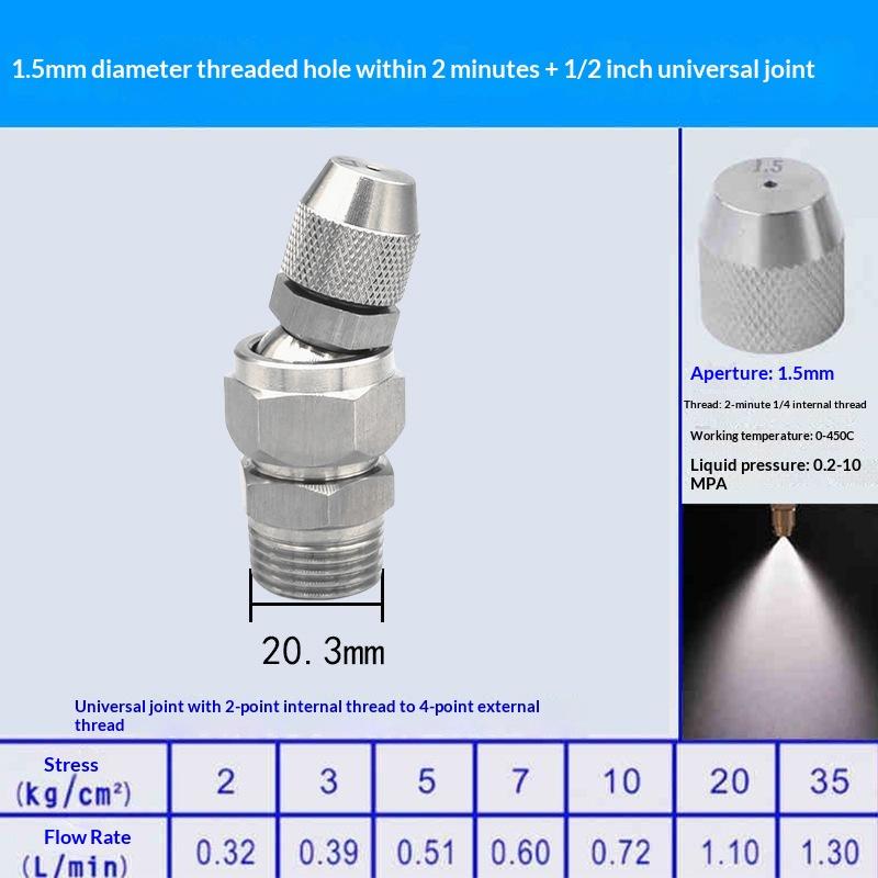 0.6 0.8 1.0 1.2 1.5 2.0Mm Hole Stainless Steel Nozzle Adjustable Steam Volume For Fog Cannon Machine 1/8' 1/4' 3/8' 1/2'