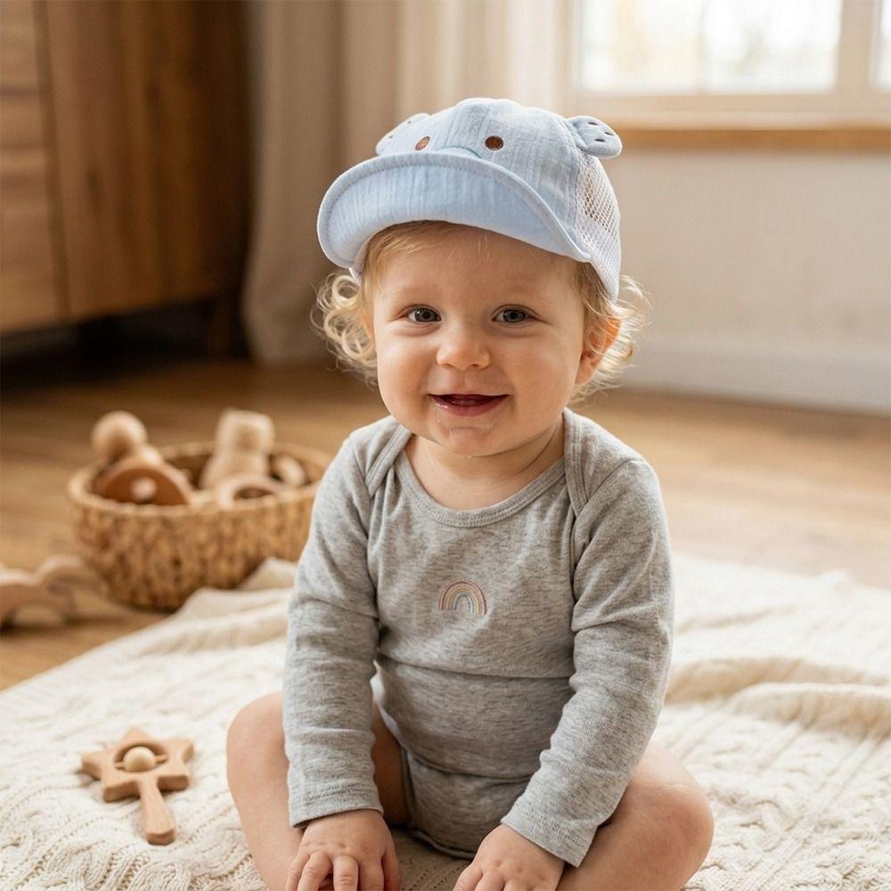 Cotton Baby Baseball Cap Soft Peaked Caps Summer Cartoon Bear Ear Cap