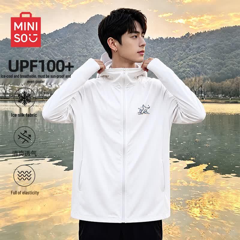 MINISO Men's Summer Cooling UV Protection Hoodie Jacket with Large Brim