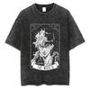 Vintage Washed TShirt Men Summer Hip Hop Streetwear T-shirt JoJo Bizarre Adventure Anime Print Cotton Casual Short Sleeve T-shirt Daily Wear Cool Top