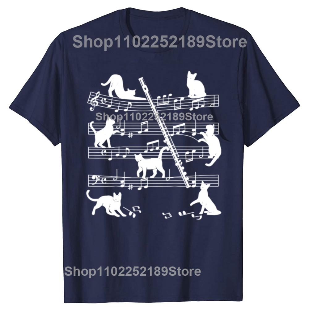 Flautist Flutist Cats Flute Player T Shirts Graphic Cotton Streetwear Short Sleeve Birthday Gifts Summer T-shirt Mens Clothing