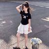 Summer Sweet Cartoon Bow Short Sleeve Two Piece Cake Dress Set