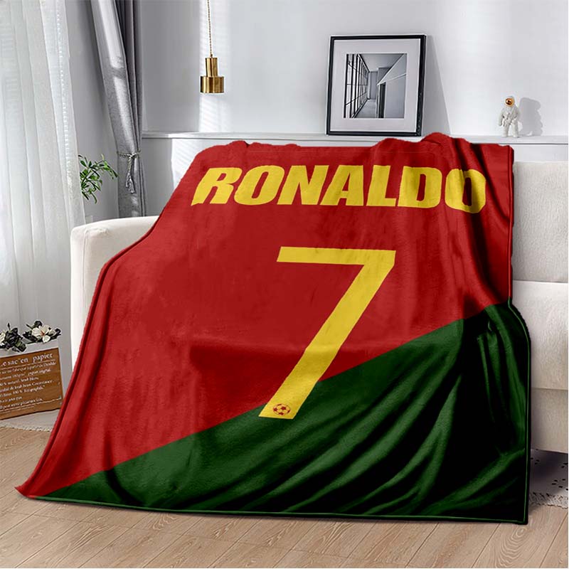 Portugal Ronaldo No.7 Print Flannel Throw Blanket Soft Warm Sofa Bed Cover For Football Fans Kids Teens