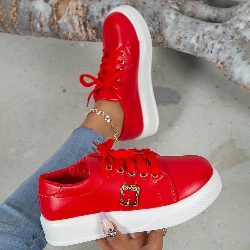 European and American Flat Sole Single Shoes 2024 Autumn New Metal Decorative Thick Sole Casual Vulcanized Women's Shoes Trafza