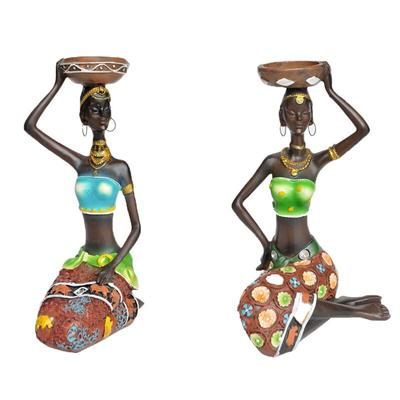 2 pezzi/set donne africane statua in resina candeliere artigianale tavolo da pranzo portacandele regalo di nozze decorazioni per la casa scultura
