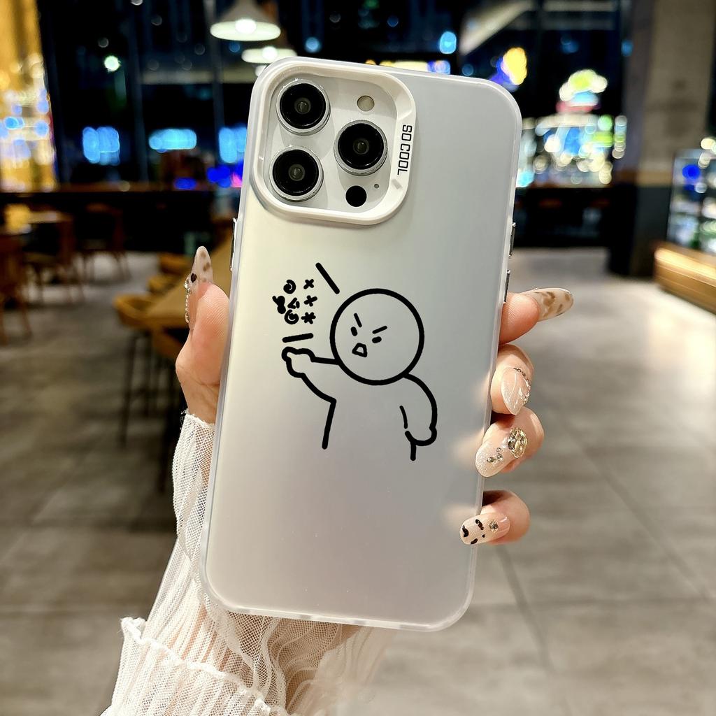 Color Phone Case For iPhone 17 16E 16 11 15 14 Pro MAX 12 13 MINI 7 8 Plus XR SE Silver Plated IMD Cover Matchman Cartoon