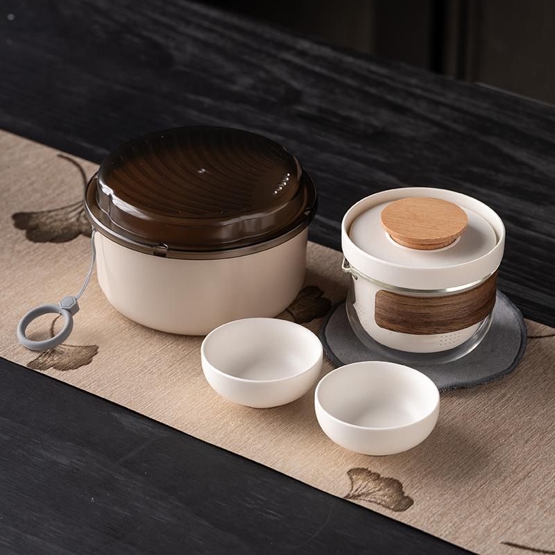 Light luxury one pot two cups travel kung fu tea set tea separation small tea table tea maker business souvenir