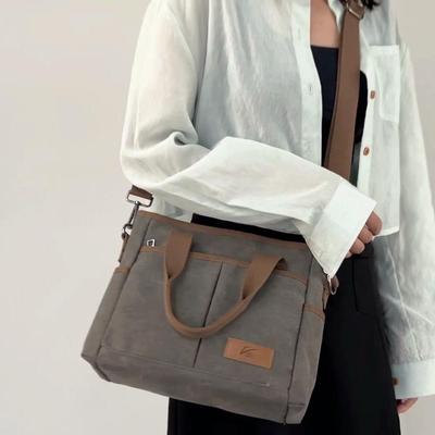 Einfarbige Canvas Damen Tasche Lässige Große Kapazität Umhängetasche Schultertasche Tragetasche AVE