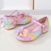 Children High Heels New Wedding Party Girl Chic Princess Causal Shoes Fashion Rainbow Sequins Bowknot Kids Leather Shoes