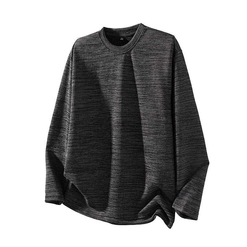 300G Heavy Round Neck Long Sleeve Sweater T-shirt for Men's Japanese High-end Retro Simple Top