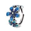 Adjustable Open Ring With Enamel Floral Design Vintage Boho Style Copper Finger Women Men