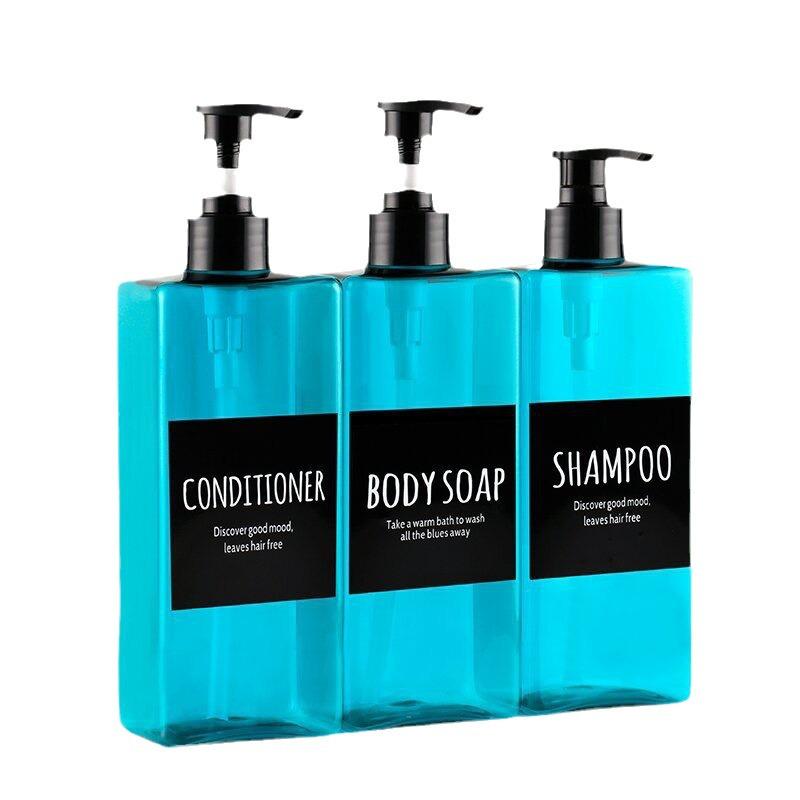 500ml Brown Shampoo & Conditioner Square Refill Bottle with Pump