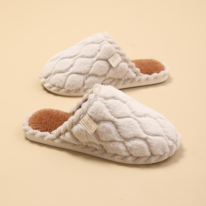 Cotton Slippers for Home Use Spring and Autumn Indoor Warm and Non-slip Cixi Couple Plush
