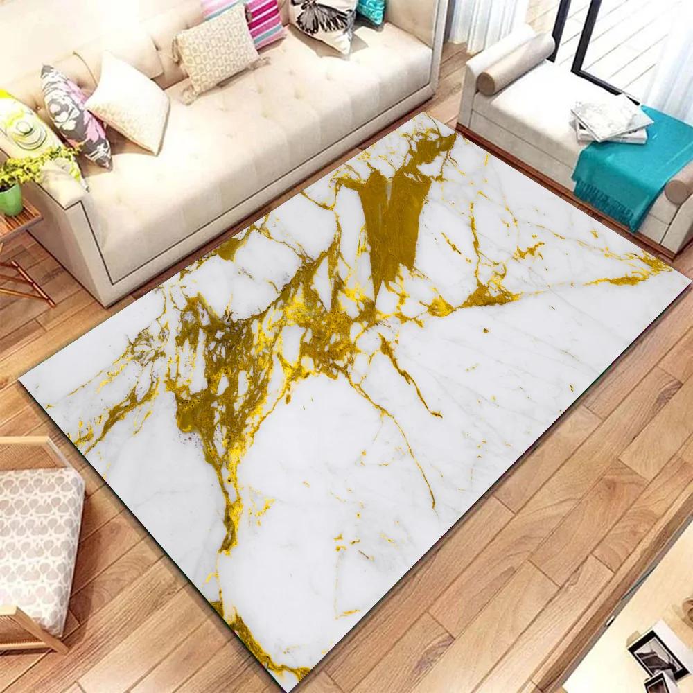 1pc Luxury Golden Marble Bath Mat Absorbent Anti Slip Soft Carpet for Bathroom Kitchen Home Decor Floor Mat