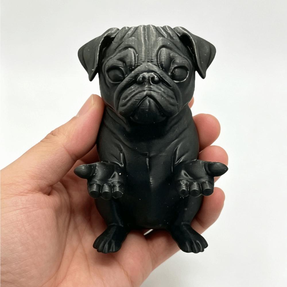 Resin Meditating Pug Figurine Black Color Statue Sculpture Funny Pug Pen Holder Workspace