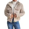 Autumn/Winter Women's Plush Jacket: Turn-Down Collar, Fleece-Lined, Short Length, Thickened, Casual Style