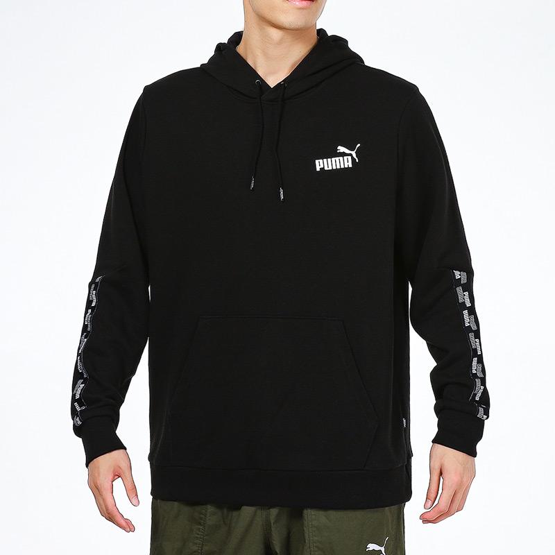 Puma Logo Hooded Pullover Long Sleeve Sweatshirt Men Tops Black 846560-01