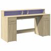 VidaXL Desk with LED Lights Sonoma Oak Engineered Wood, Work Desk, Study Desk, Home Office Desk, Desk 3309431