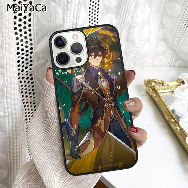 Zhongli Genshin Impact Coque de téléphone pour iPhone 17 Air 16 16e 15 plus 11 12 13 14 pro max coque
