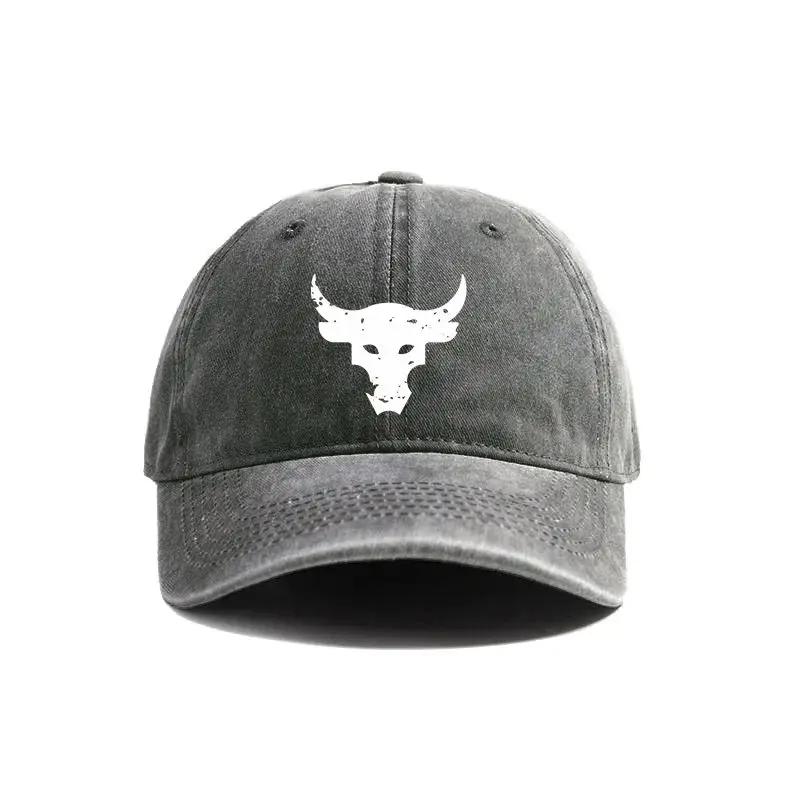 Dwayne Johnson Brahma Bull Baseball Cap Summer Distressed Dad Hats Men Outdoor Adjustable Cotton Caps Outdoor Sun Protection