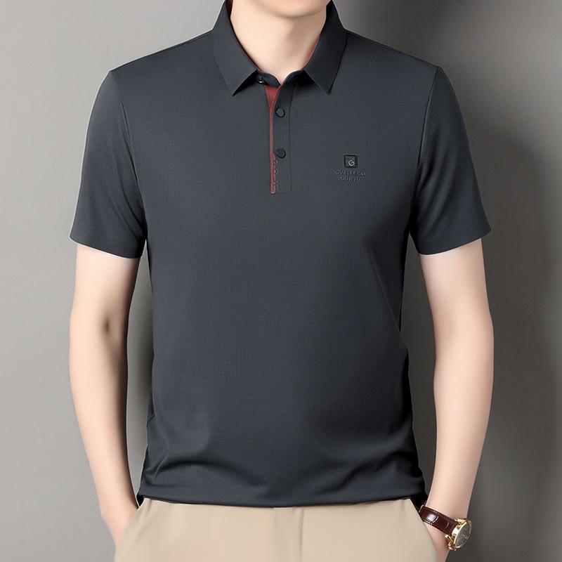 Men'S Short-Sleeved T-Shirt Lapel Polo Shirt Simple Business Casual Top Bottoming Shirt