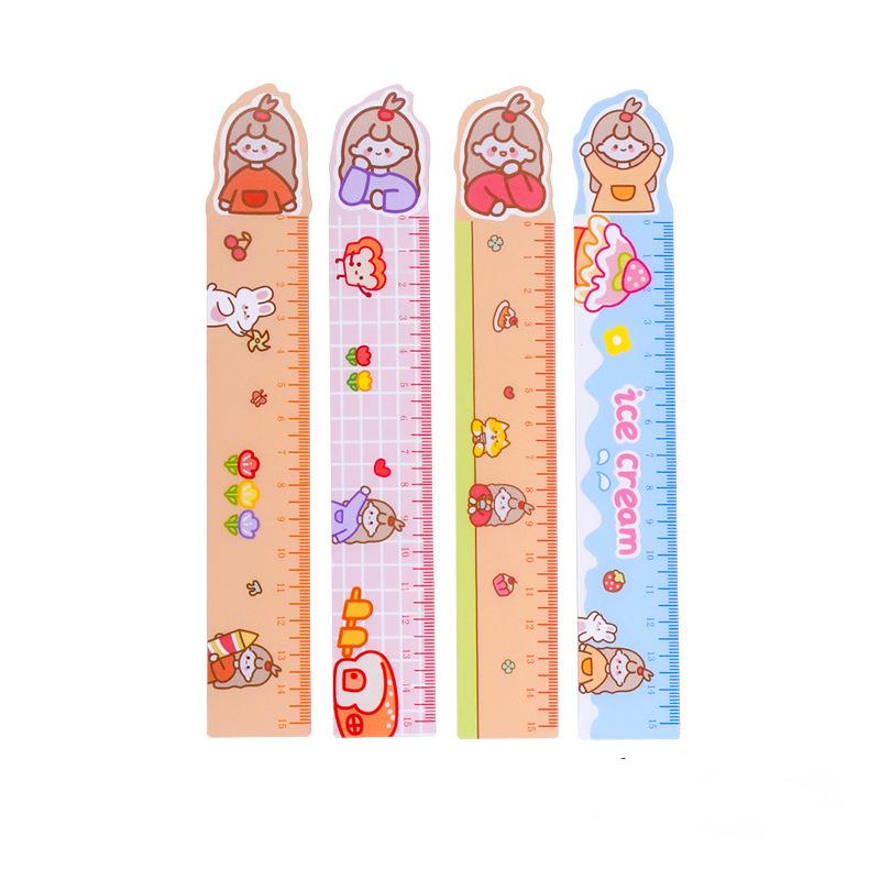 4 Piece Candy Color Animals Kawaii Stationery Cartoon Drawing Office School Kitten Straight Plastic Ruler